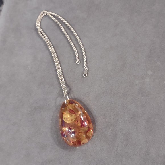 Jewelry Large Natural Amber Teardrop Pendant Necklace Poshmark
